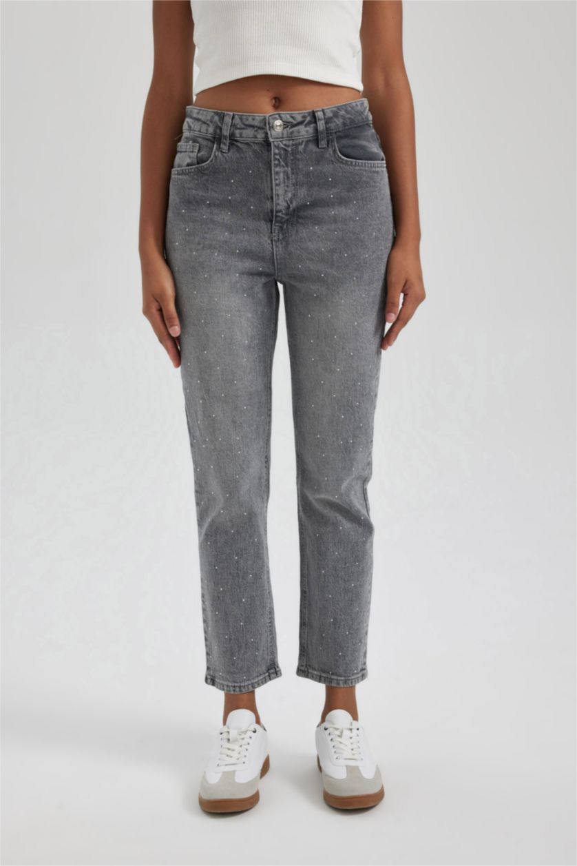 Woman Grey Mary Vintage Straght Fit High Waist Jeans