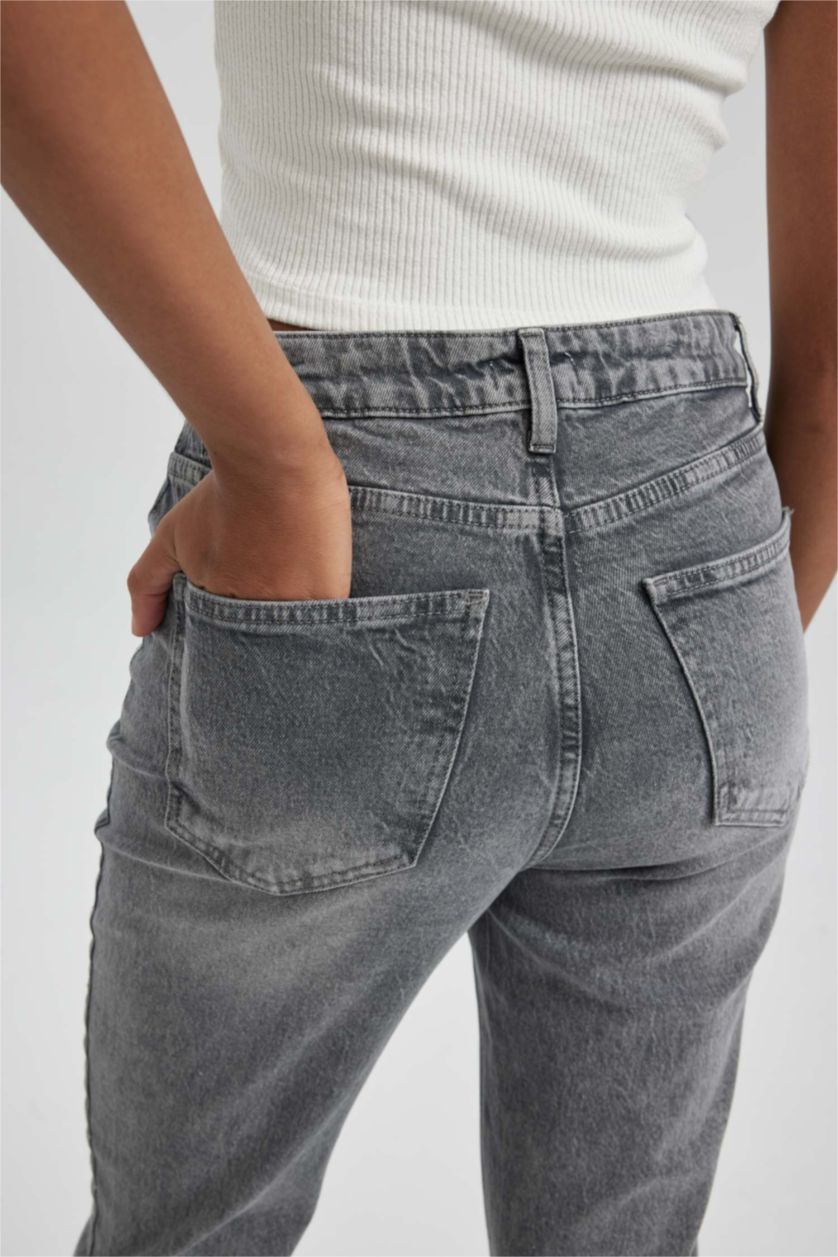 Woman Grey Mary Vintage Straght Fit High Waist Jeans