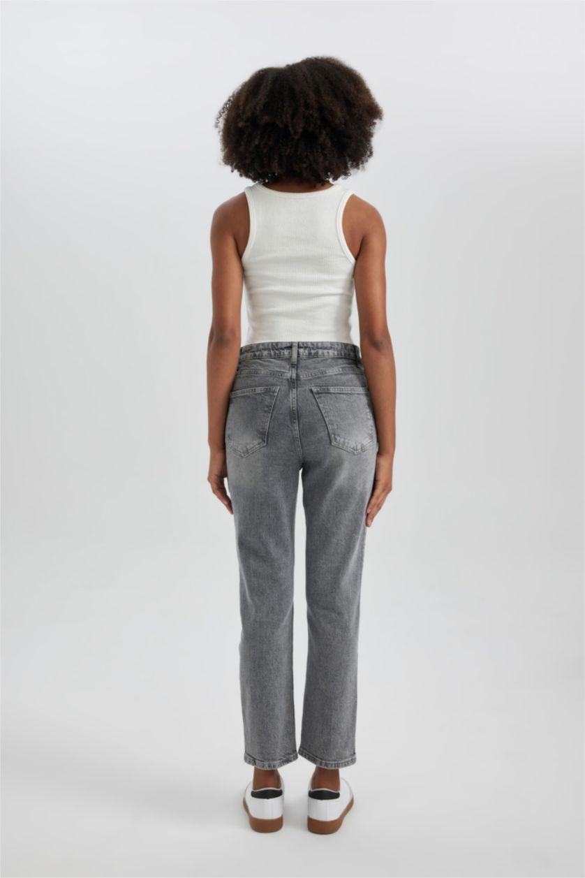Woman Grey Mary Vintage Straght Fit High Waist Jeans
