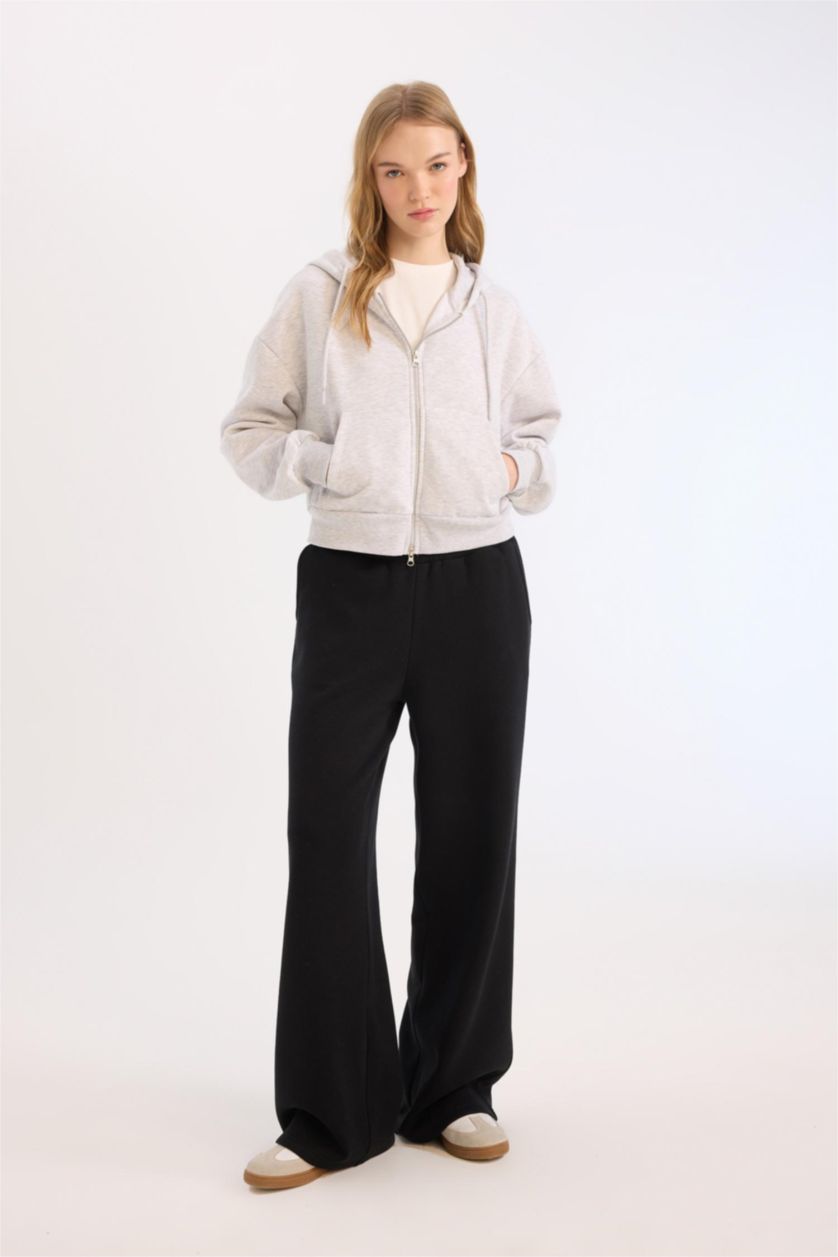 FEMME Noir Tissu Sweat Épais Jambes larges