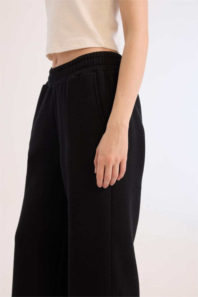 FEMME Noir Tissu Sweat Épais Jambes larges