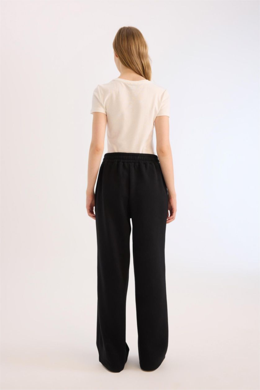 FEMME Noir Tissu Sweat Épais Jambes larges
