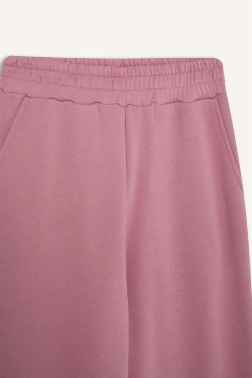 Kadın Gülkurusu Wide Leg Eşofman Altı Beli Lastikli Geniş Bol Paça