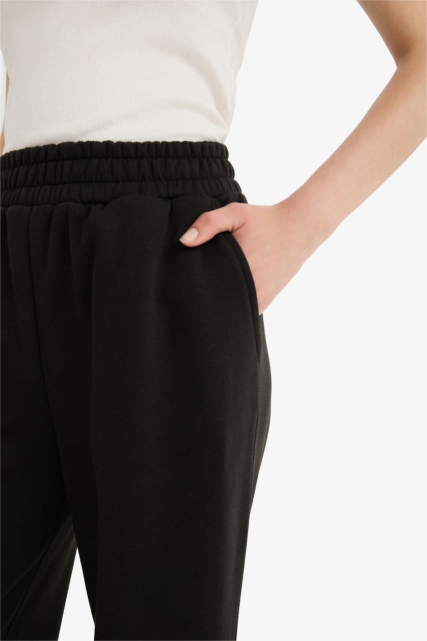 Kadın Siyah Wide Leg Geniş Bol Paça Eşofman Altı