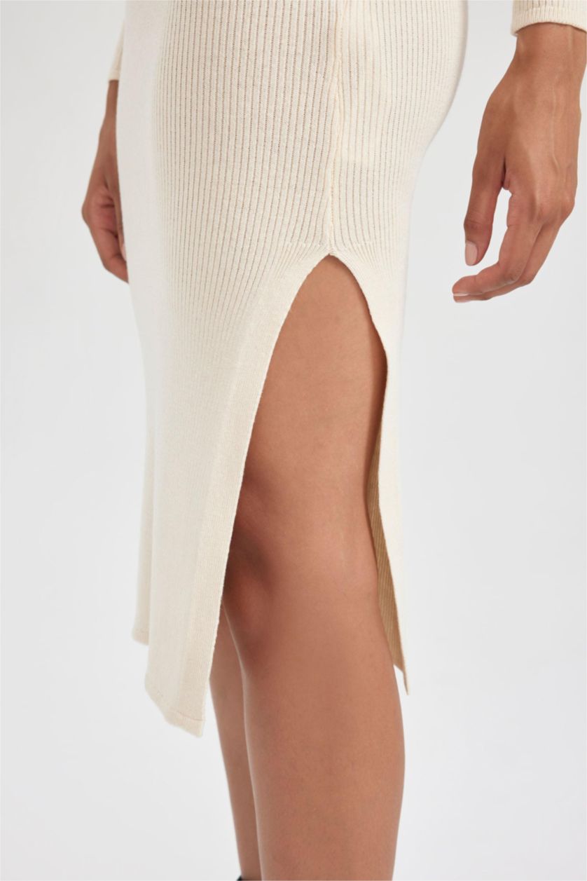 Әйелдерге Құм ұзын бұлшықет пішімі шаршы ойық ұзын жеңді Көйлек