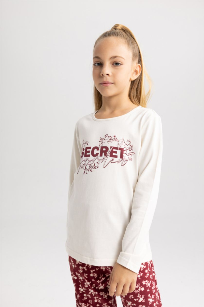 GIRLS & TEENS White Girl Regular Fit Combed Cotton 2 Piece Pajama Set