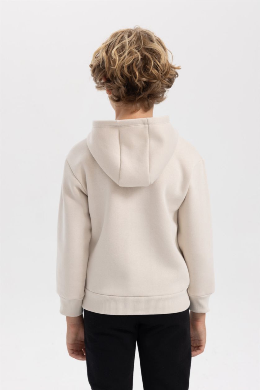 BOYS & TEENS Beige Boy Thick Hooded Sweatshirt
