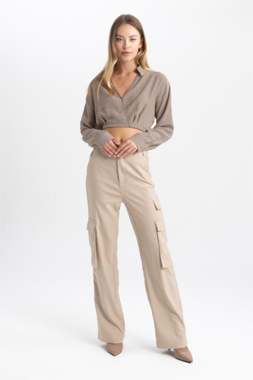 Женщины Коричневый Блузка с длинным рукавом