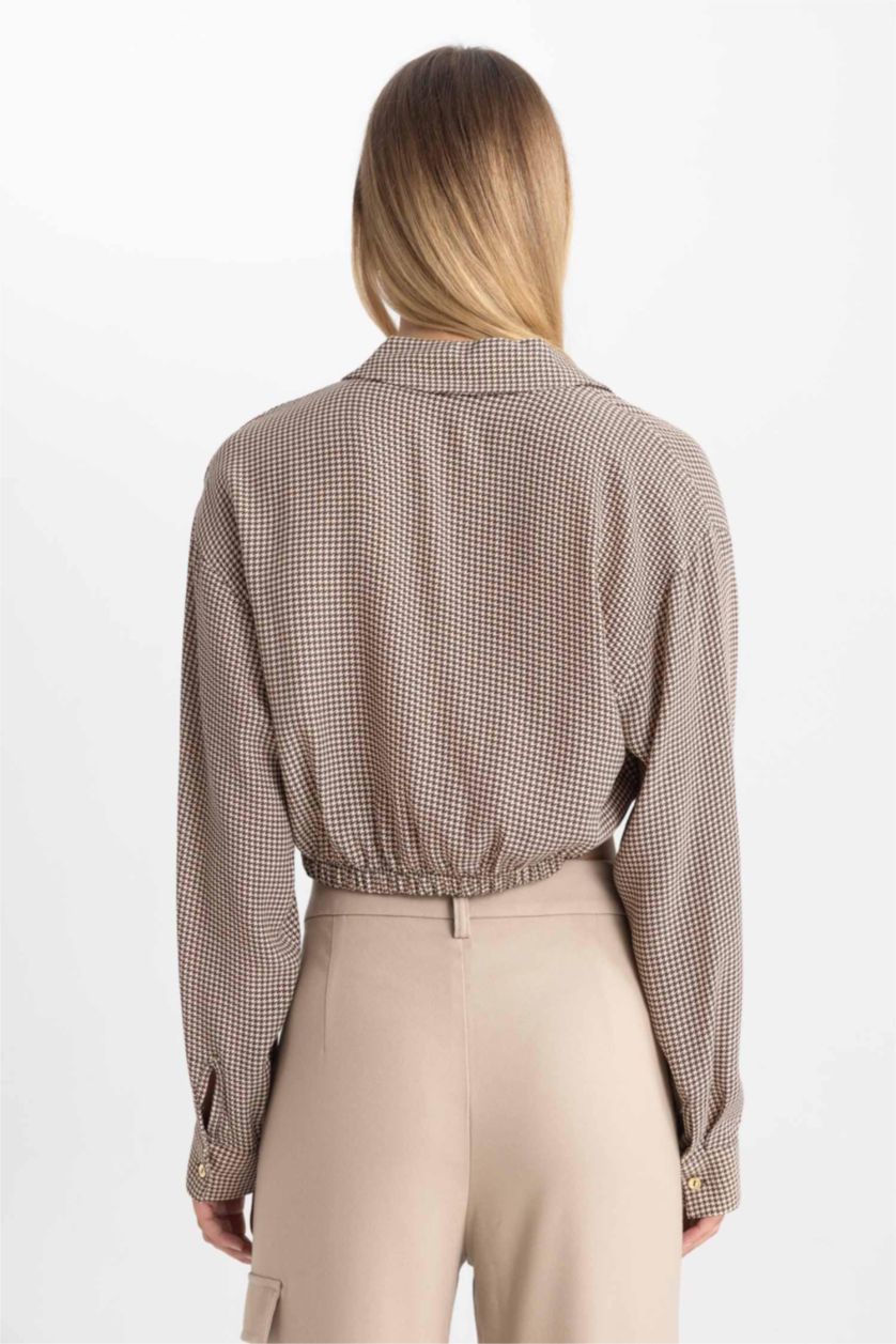 Женщины Коричневый Блузка с длинным рукавом