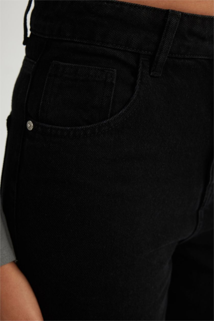 WOMAN Black Wide Leg High Waist Ankle Length Jeans