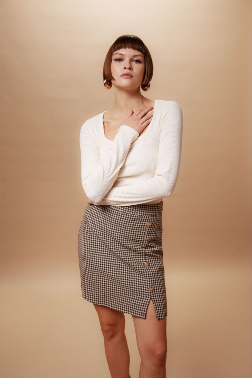 WOMAN Sand Slim Fit Square Collar Camisole Long Sleeve T-Shirt