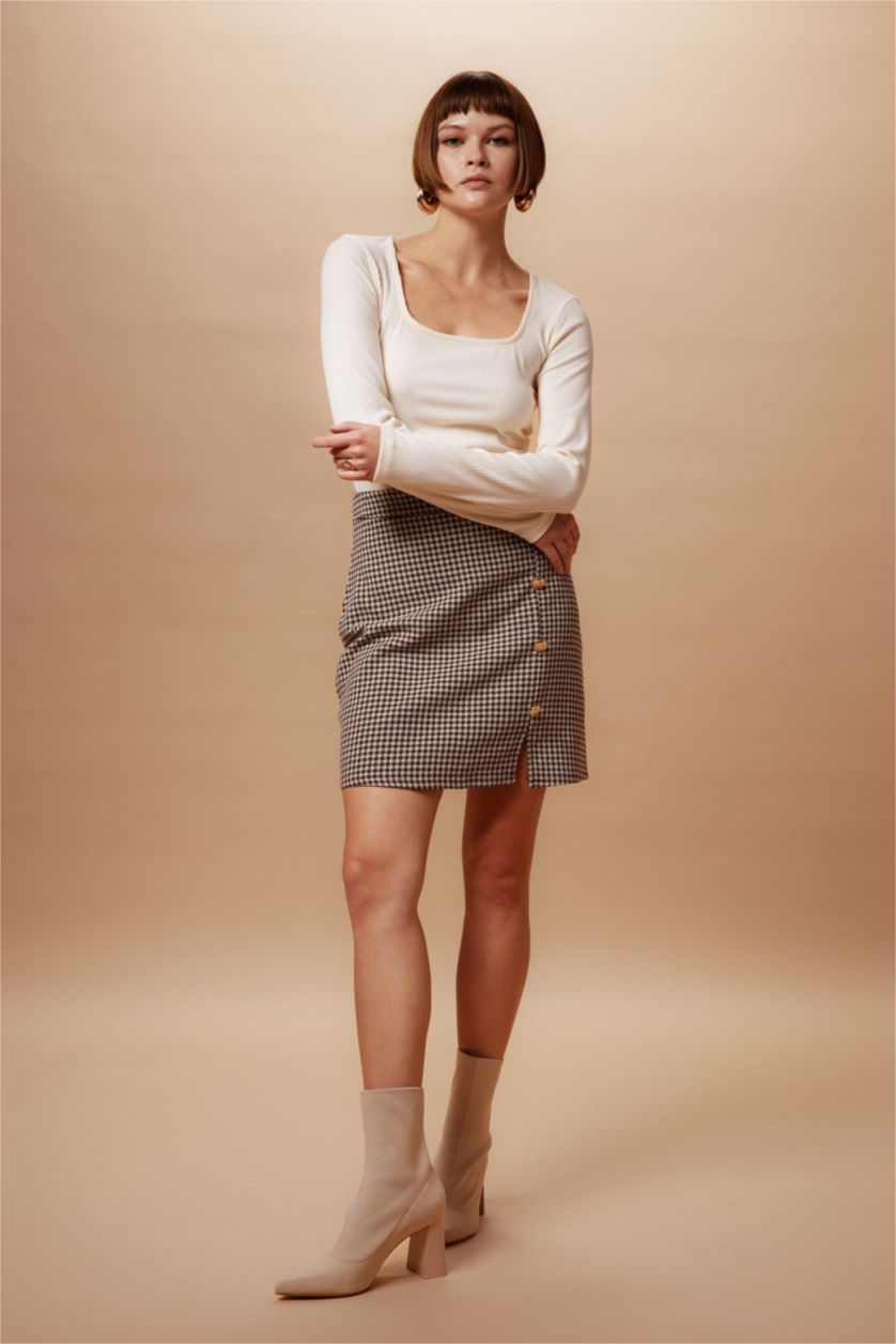 WOMAN Sand Slim Fit Square Collar Camisole Long Sleeve T-Shirt