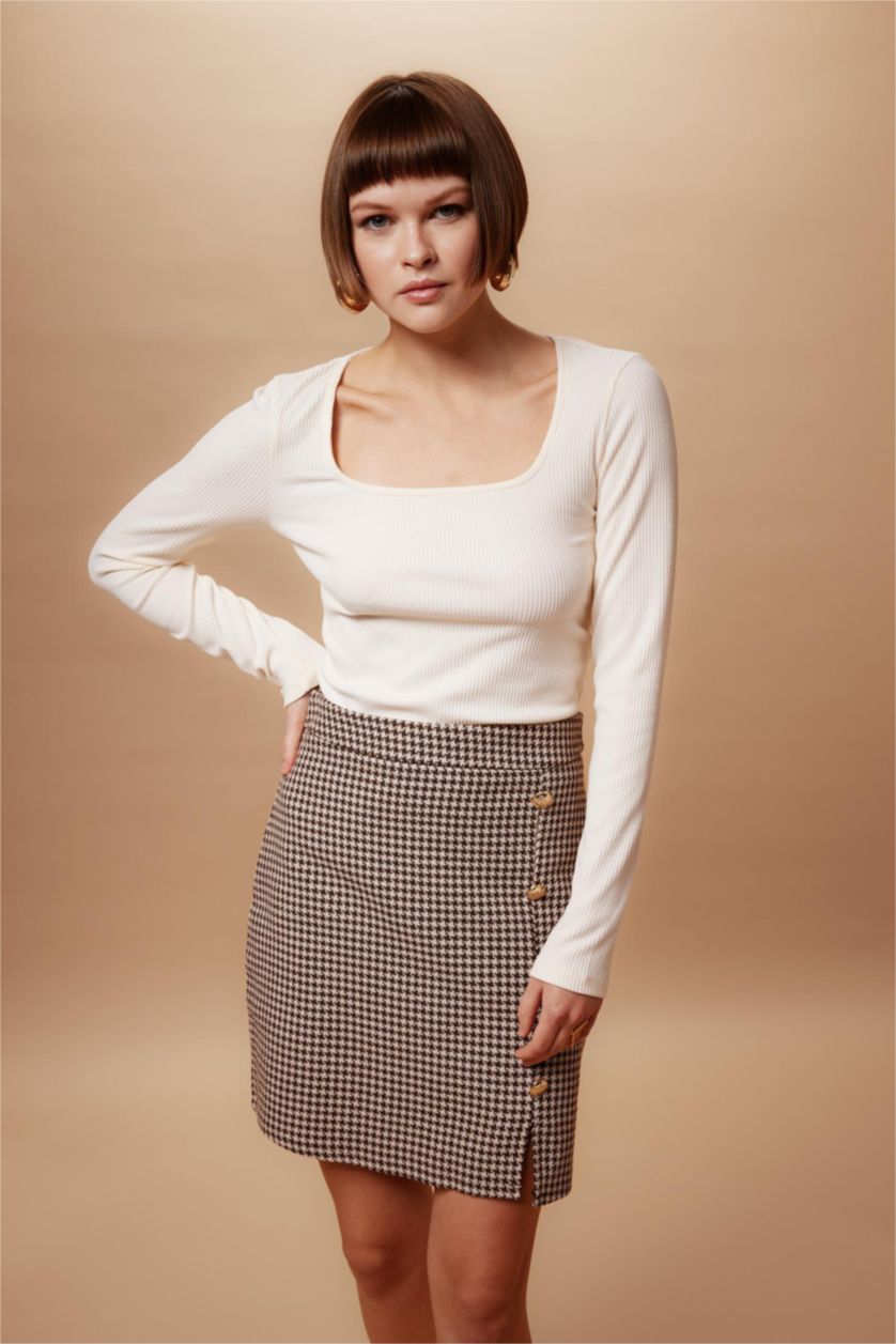 WOMAN Sand Slim Fit Square Collar Camisole Long Sleeve T-Shirt