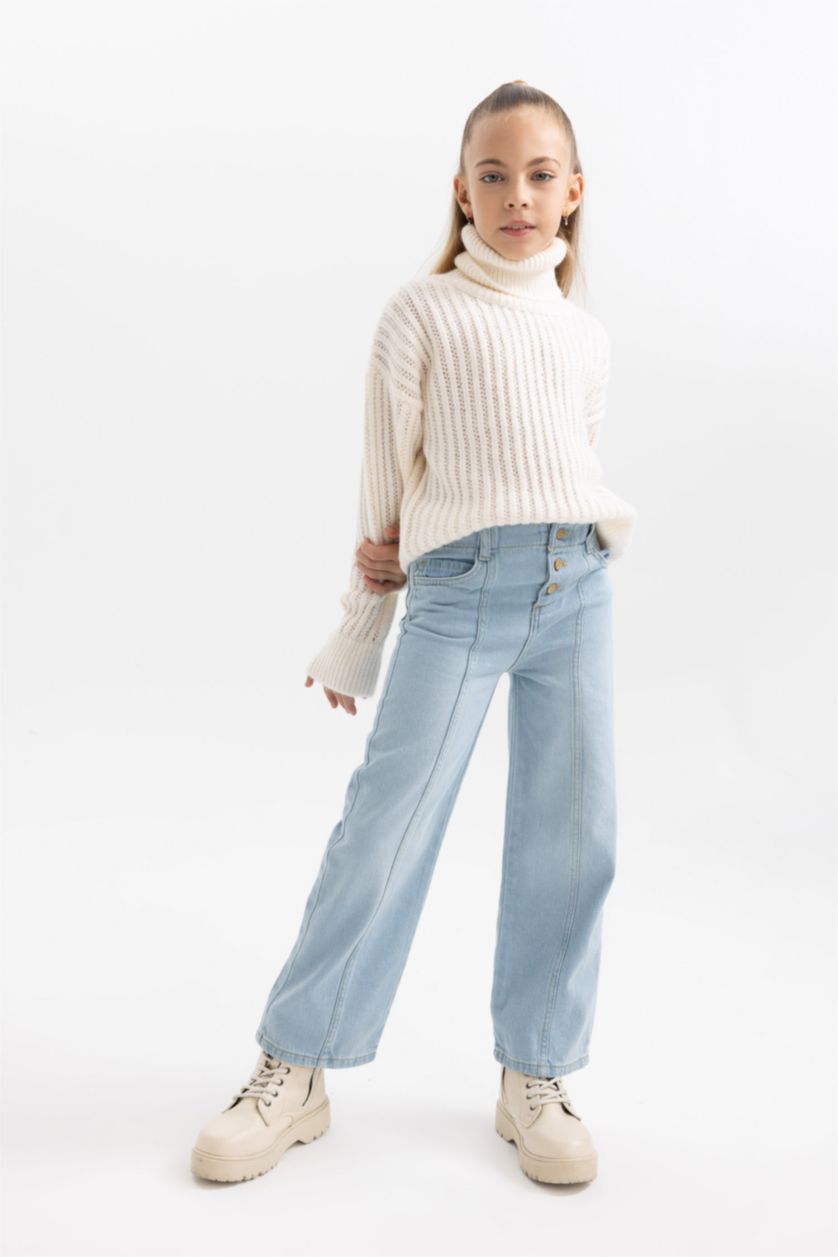 GIRLS & TEENS Blue Wide Leg Denim Trousers