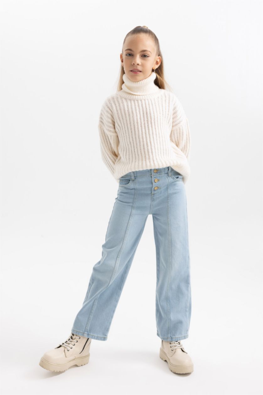 GIRLS & TEENS Blue Wide Leg Denim Trousers