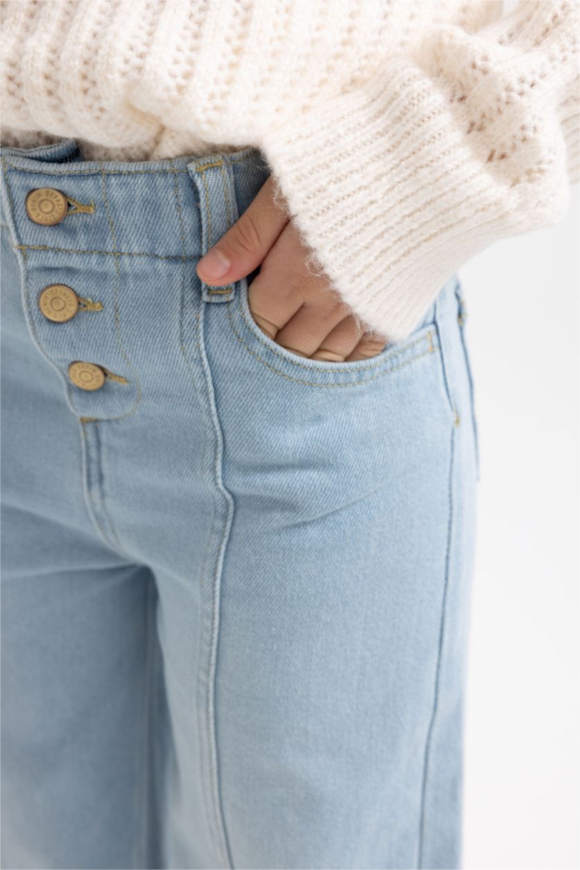 GIRLS & TEENS Blue Wide Leg Denim Trousers