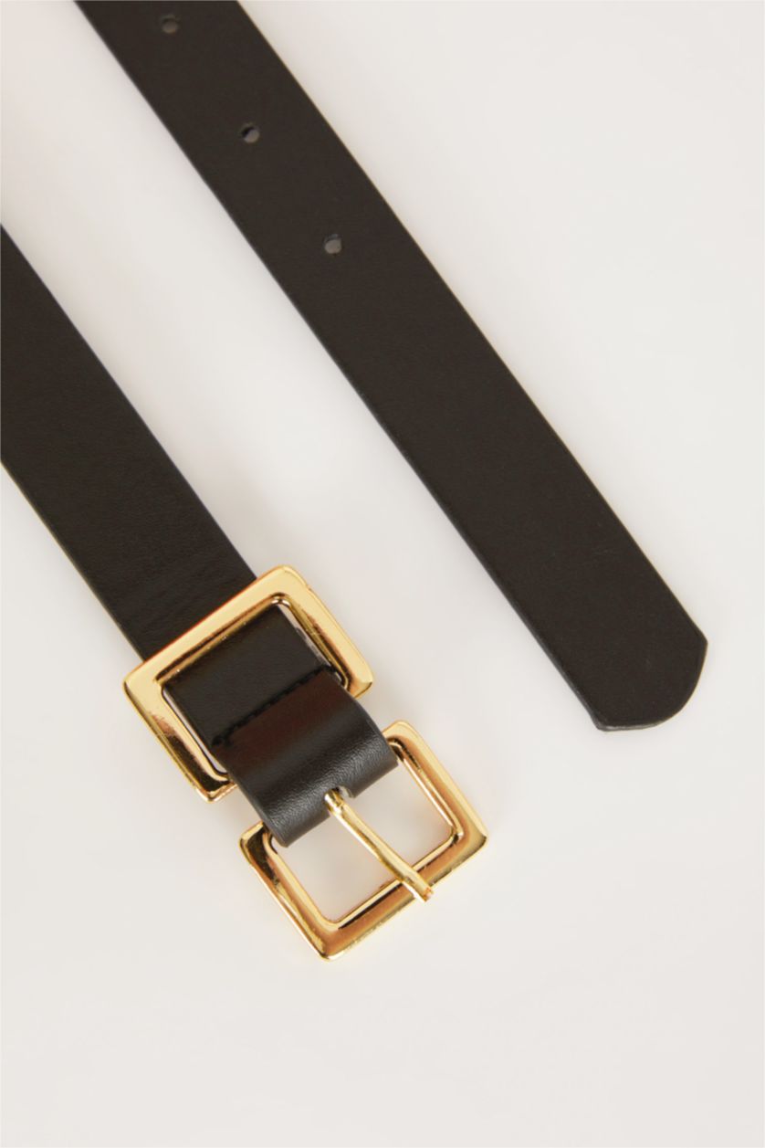 Kadın Siyah Kadın Suni Deri Jean Kemeri