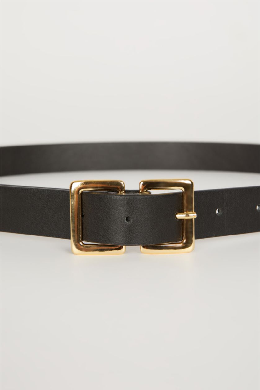 Kadın Siyah Kadın Suni Deri Jean Kemeri