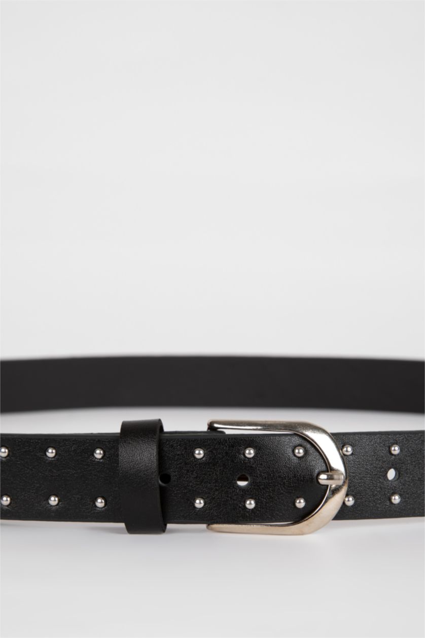 Kadın Siyah Kadın Oval Toka Suni Deri Klasik Kemer