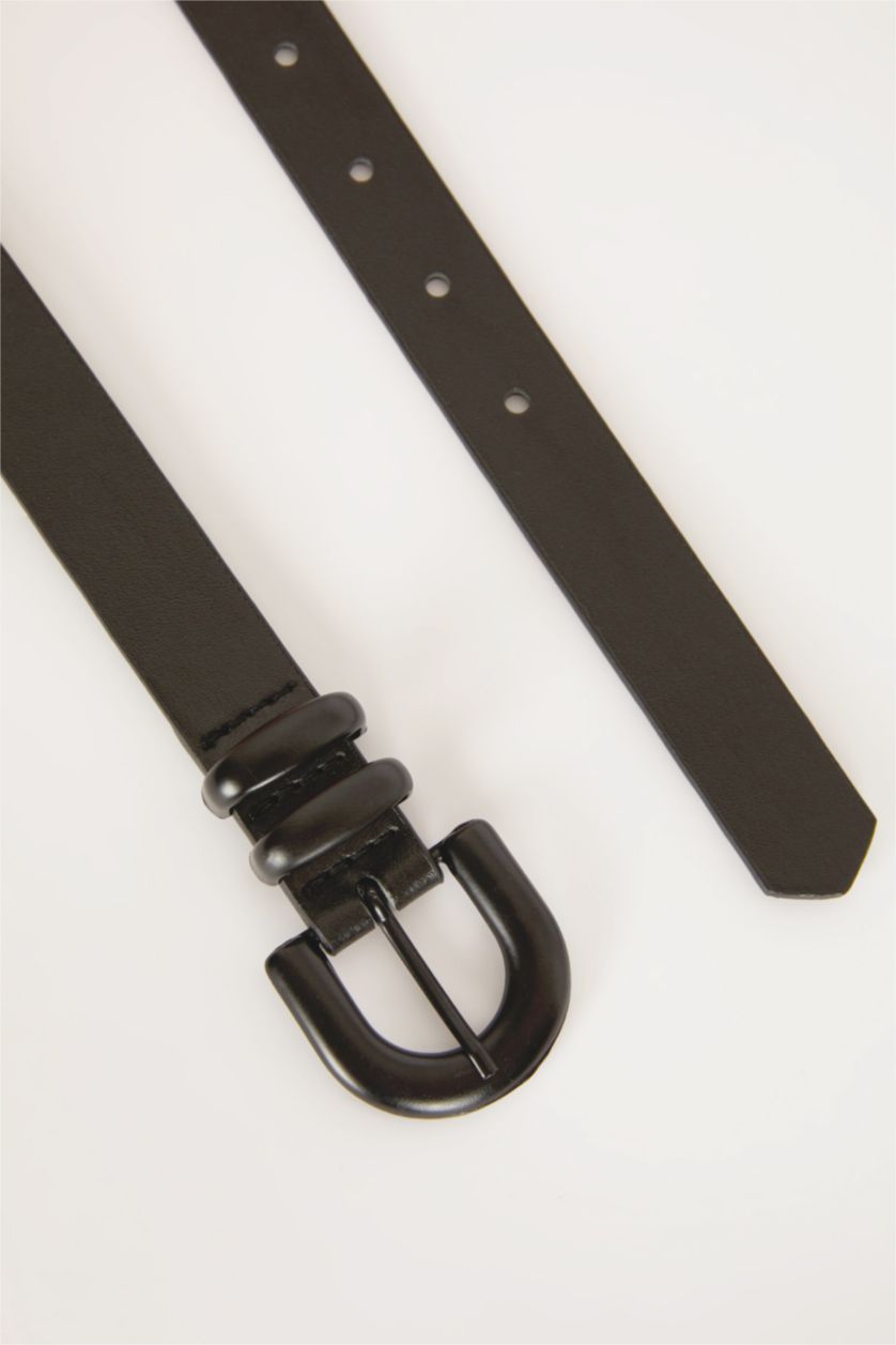 Kadın Siyah Kadın Oval Toka Suni Deri Klasik Kemer