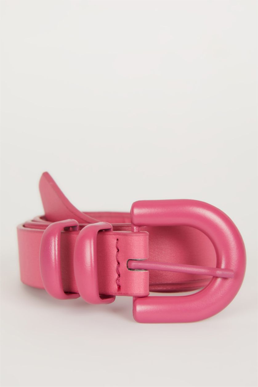 Kadın Pembe Kadın Oval Toka Suni Deri Klasik Kemer