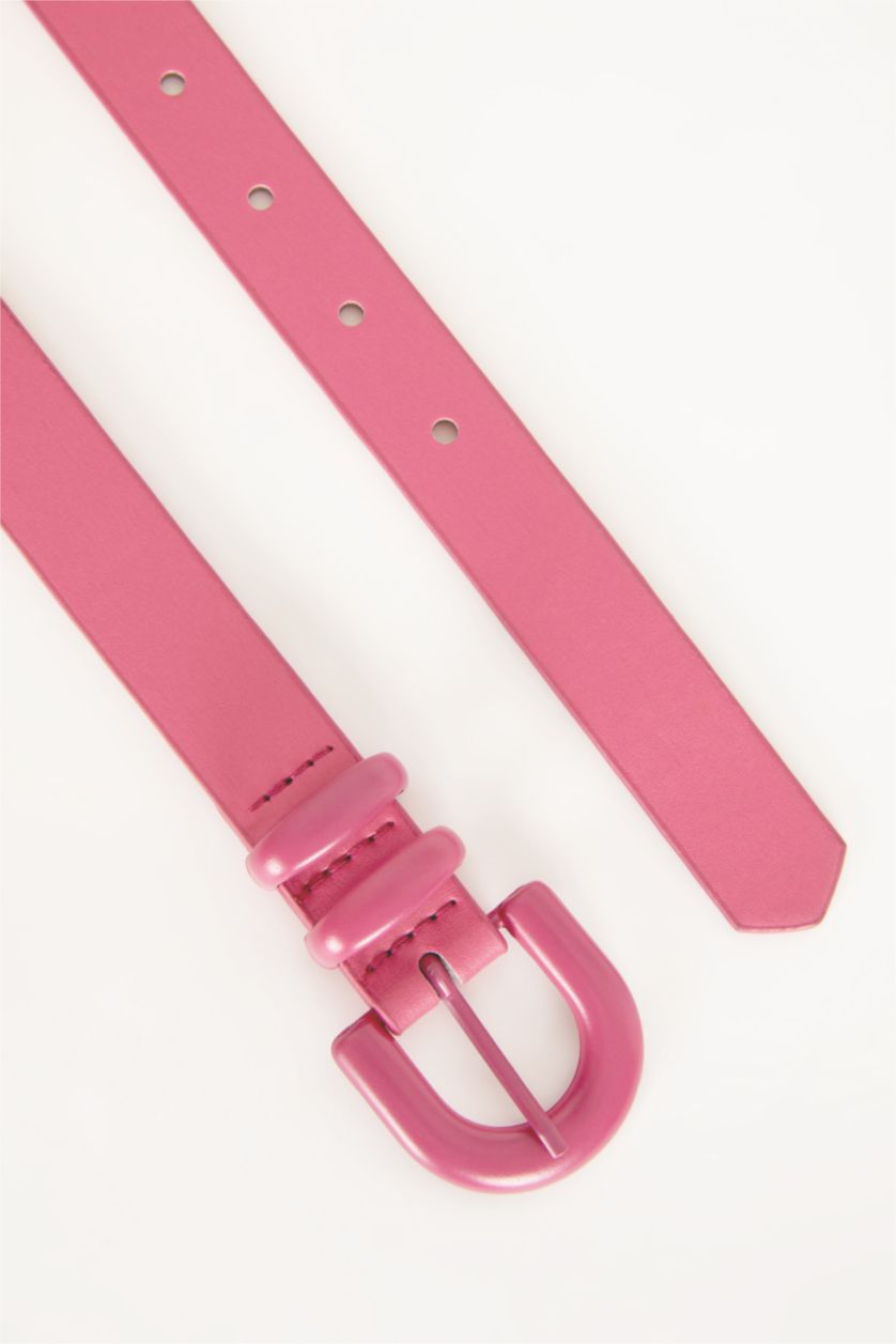 Kadın Pembe Kadın Oval Toka Suni Deri Klasik Kemer