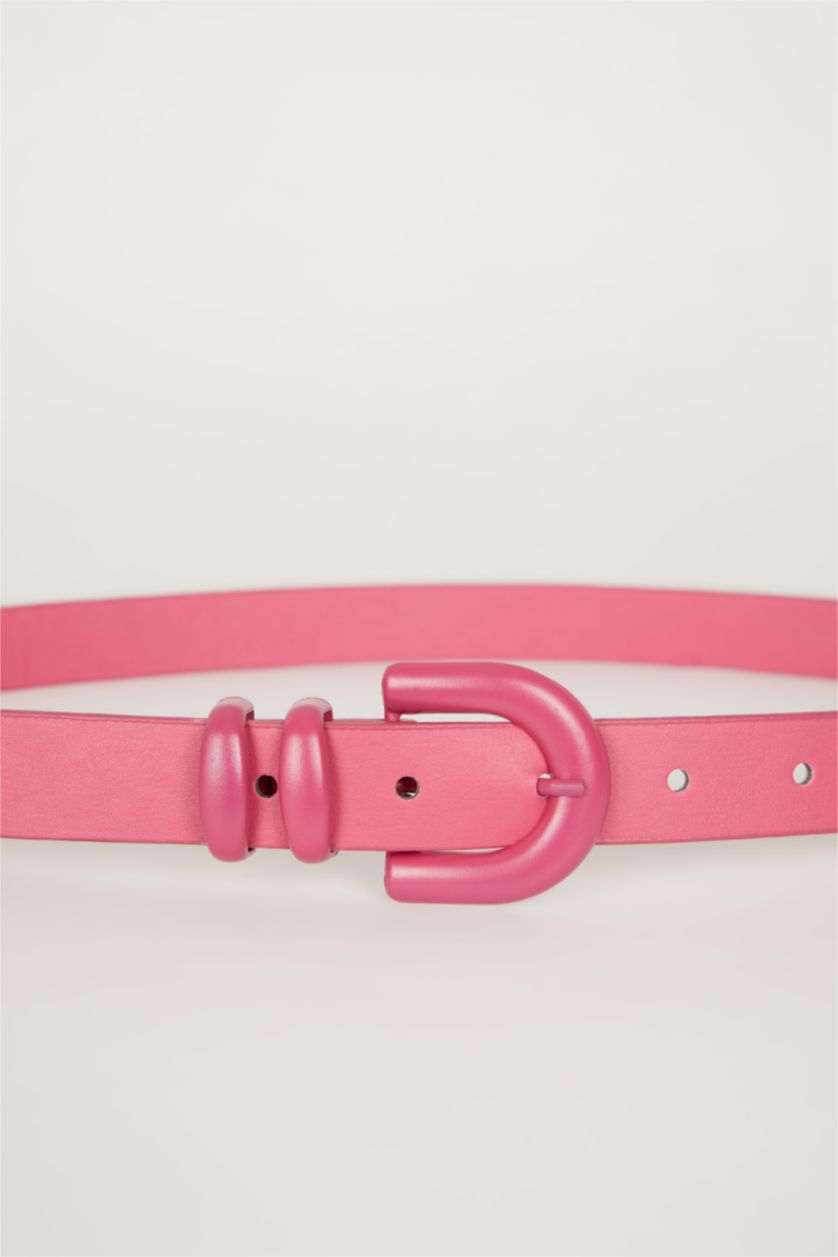 Kadın Pembe Kadın Oval Toka Suni Deri Klasik Kemer