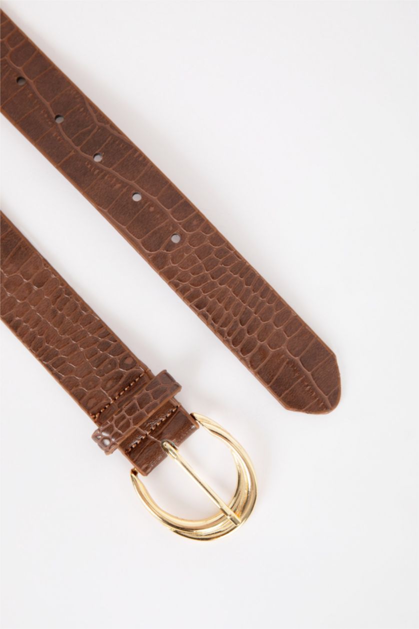 Kadın Kahve Kadın Oval Toka Suni Deri Klasik Kemer