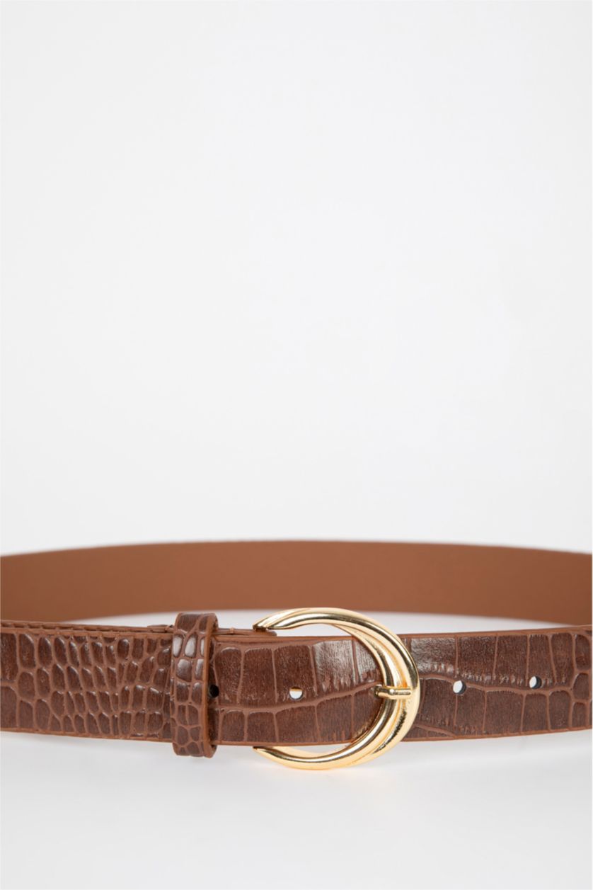 Kadın Kahve Kadın Oval Toka Suni Deri Klasik Kemer