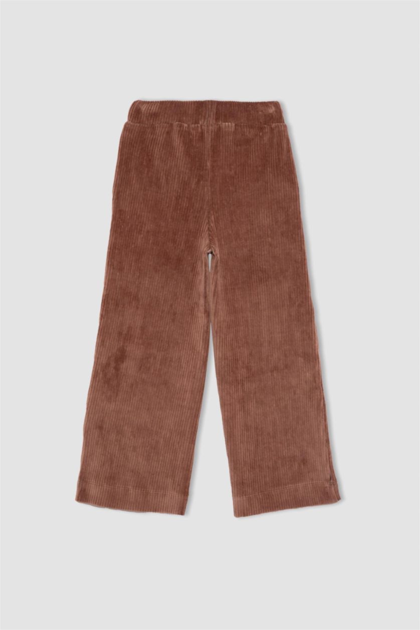 Девочки и подростки Светло коричневый Брюки широкие из бархата для девочек