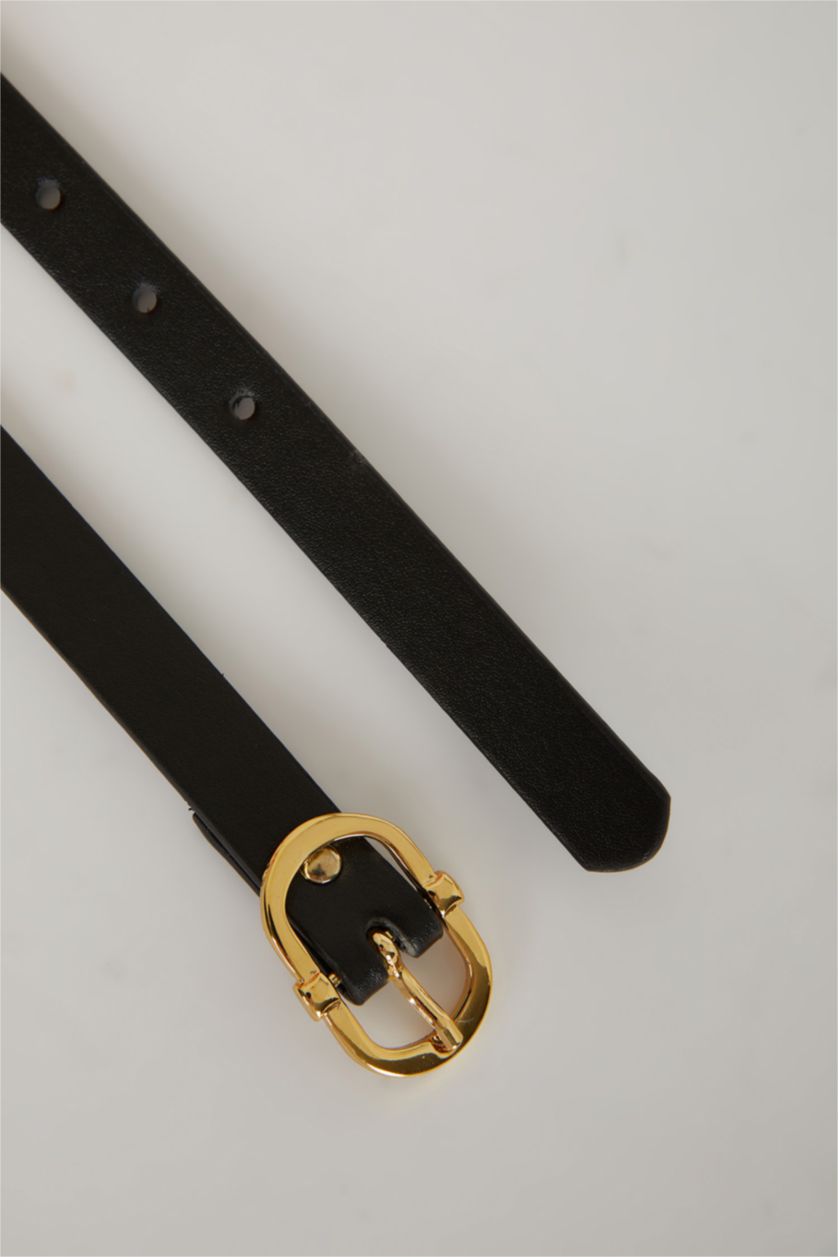 Kadın Siyah Kadın Oval Toka Suni Deri Klasik Kemer