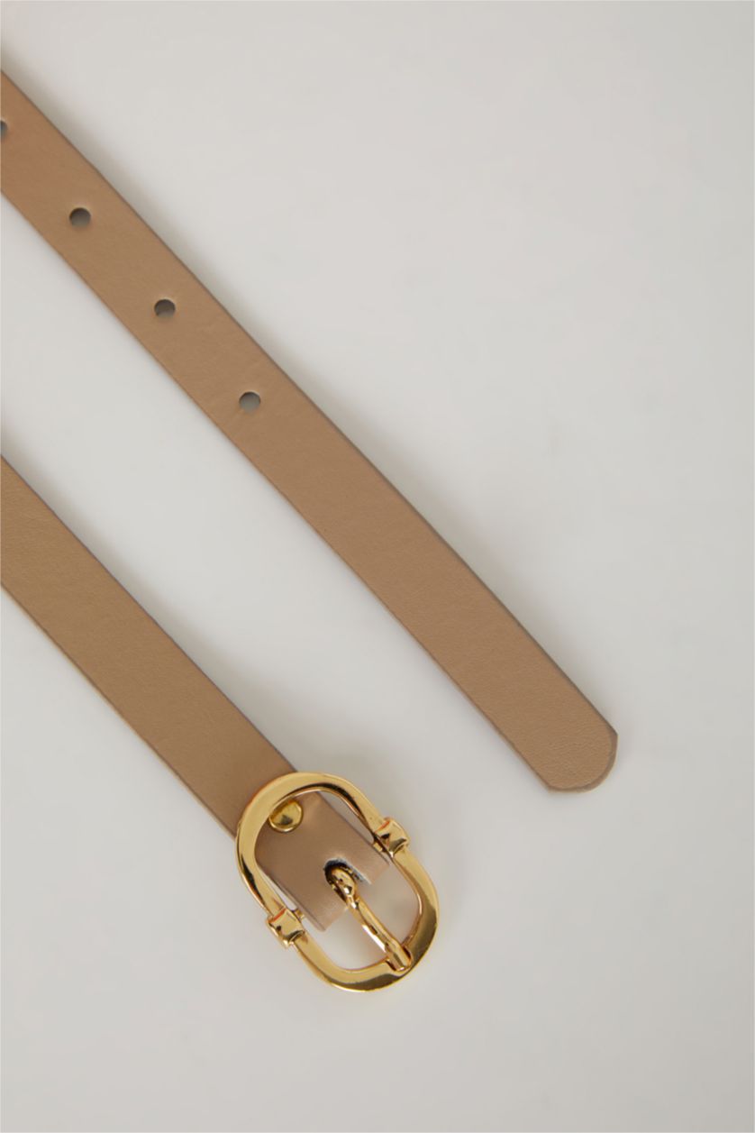 Kadın Vizon Kadın Oval Toka Suni Deri Klasik Kemer