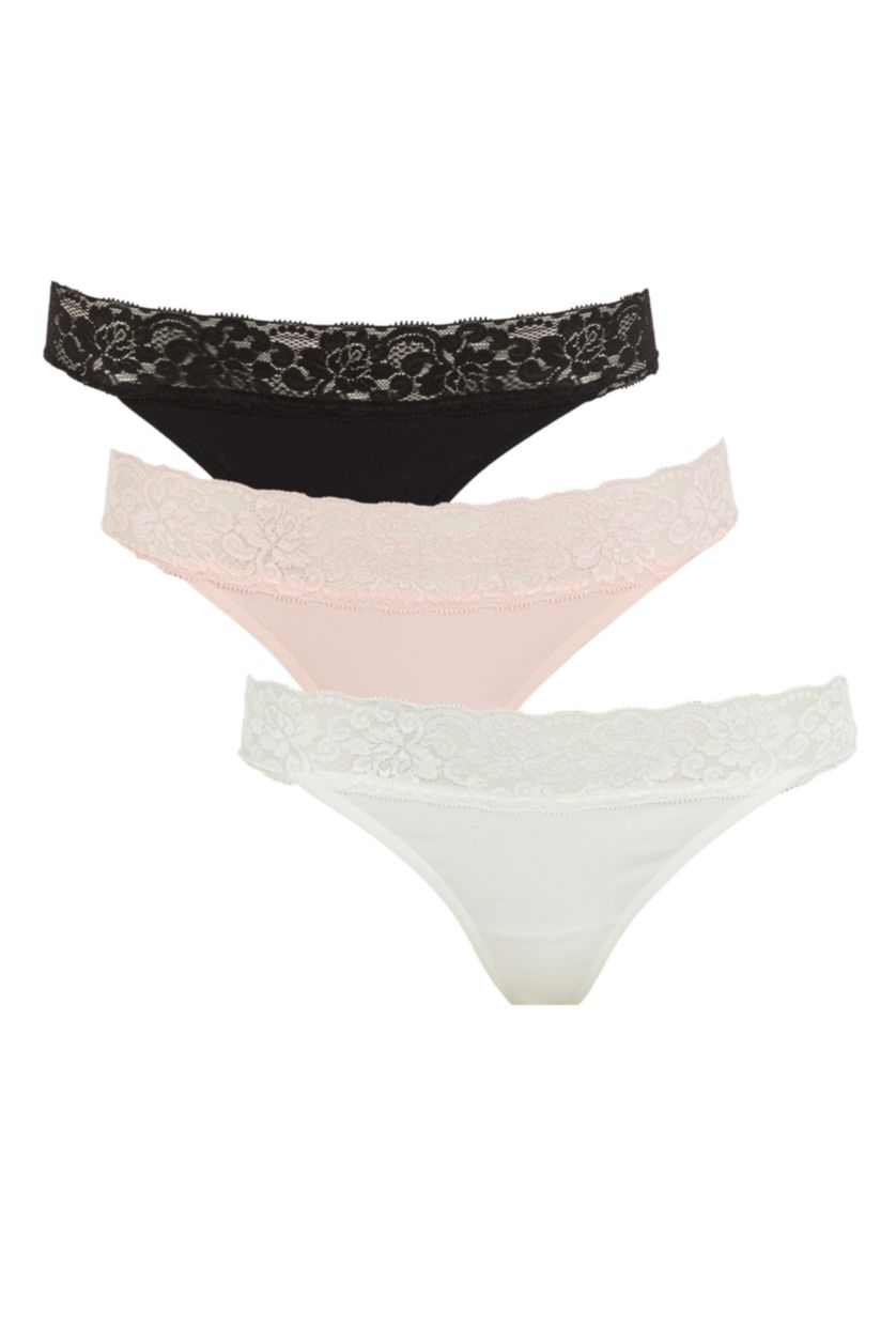 Kadın Pembe Dantel Detaylı 3'lü