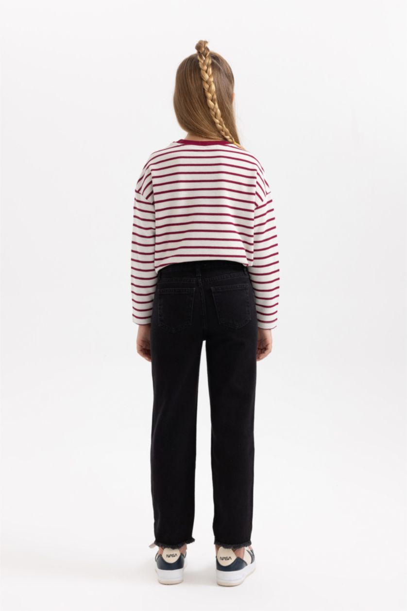 GIRLS & TEENS Black Straight Fit Denim Trousers