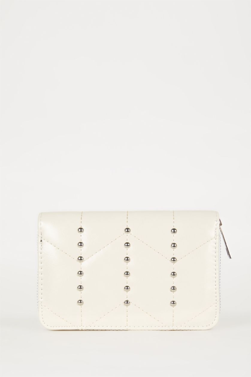 Kadın Bej Kadın Zımba Detaylı Suni Deri Cüzdan