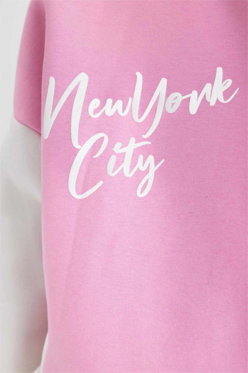 WOMAN Pink Coool Oversize Fit Thick Sweatshirt Fabric Bomber Jacket