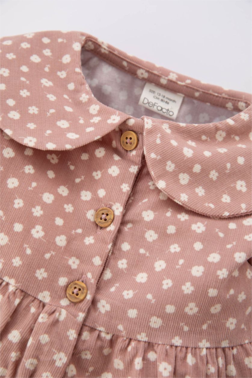 BÉBÉ FILLE Bordeaux Robe Velours à Manches Longues à Fleurs Pour Bébé Fille