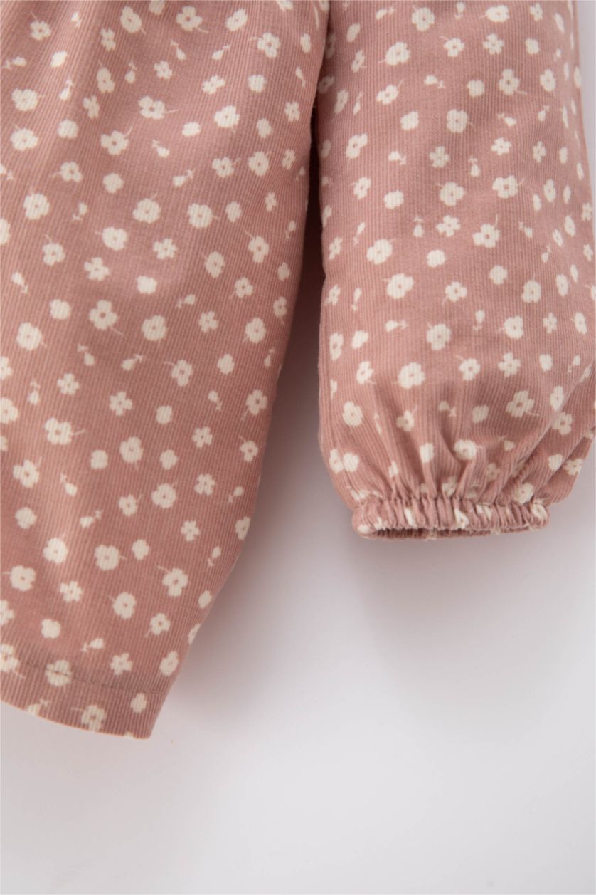 BÉBÉ FILLE Bordeaux Robe Velours à Manches Longues à Fleurs Pour Bébé Fille