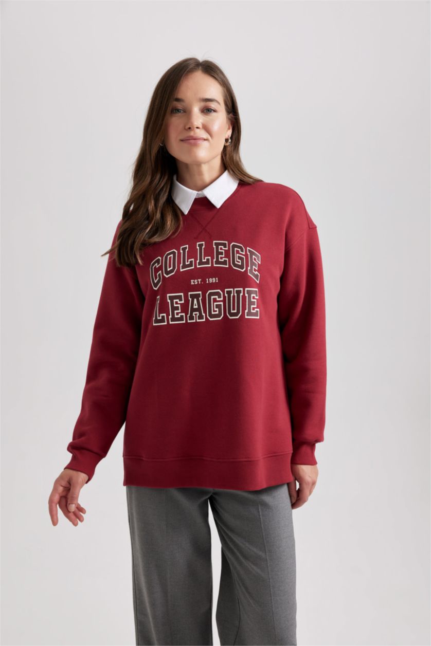 FEMME Bordeaux Sweat-Shirt à Capuche Épais Imprimé