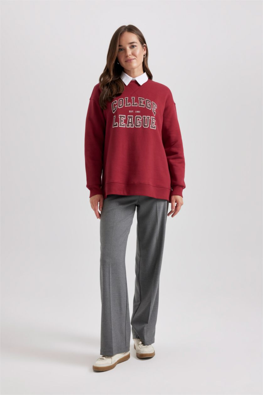 FEMME Bordeaux Sweat-Shirt à Capuche Épais Imprimé