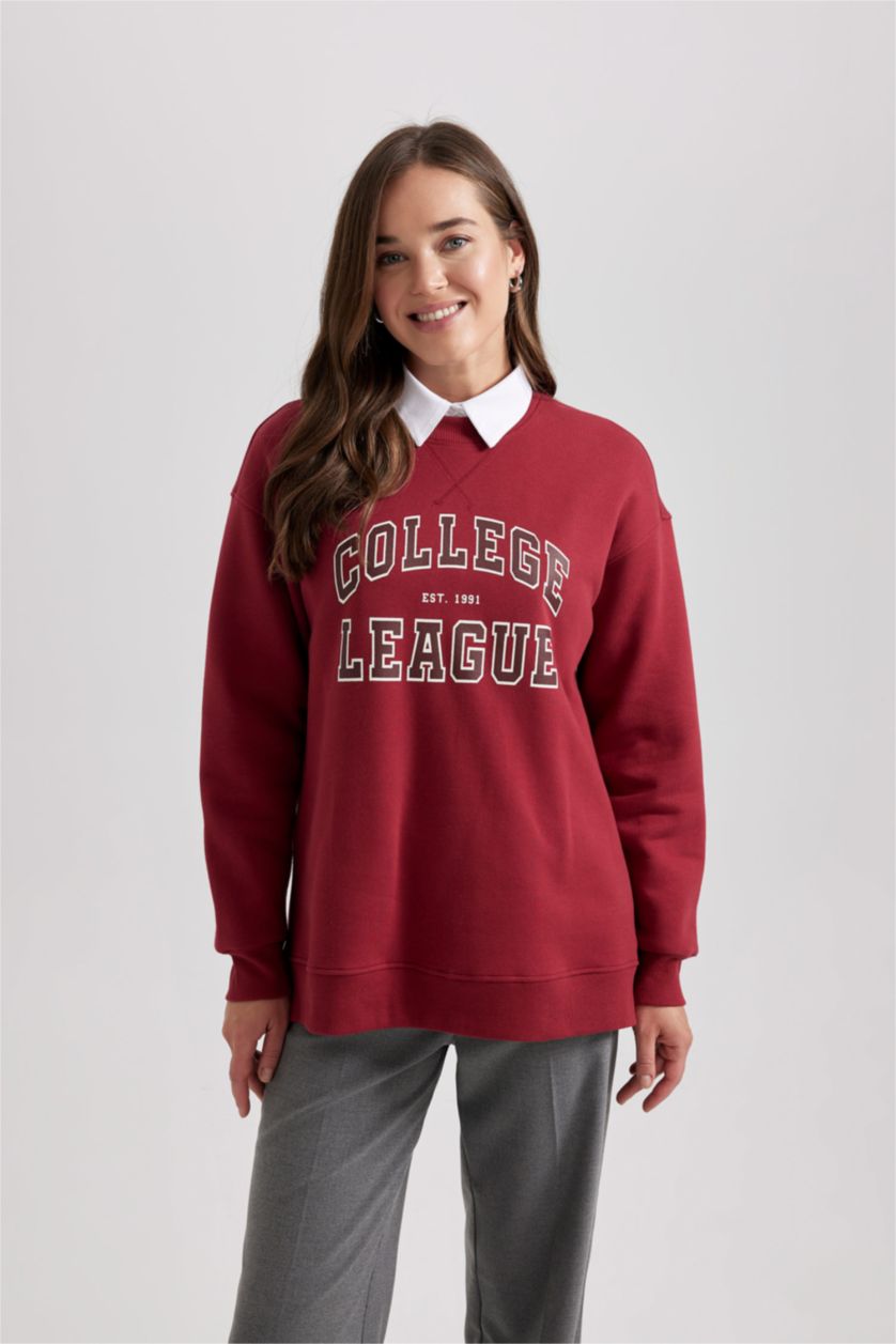 FEMME Bordeaux Sweat-Shirt à Capuche Épais Imprimé