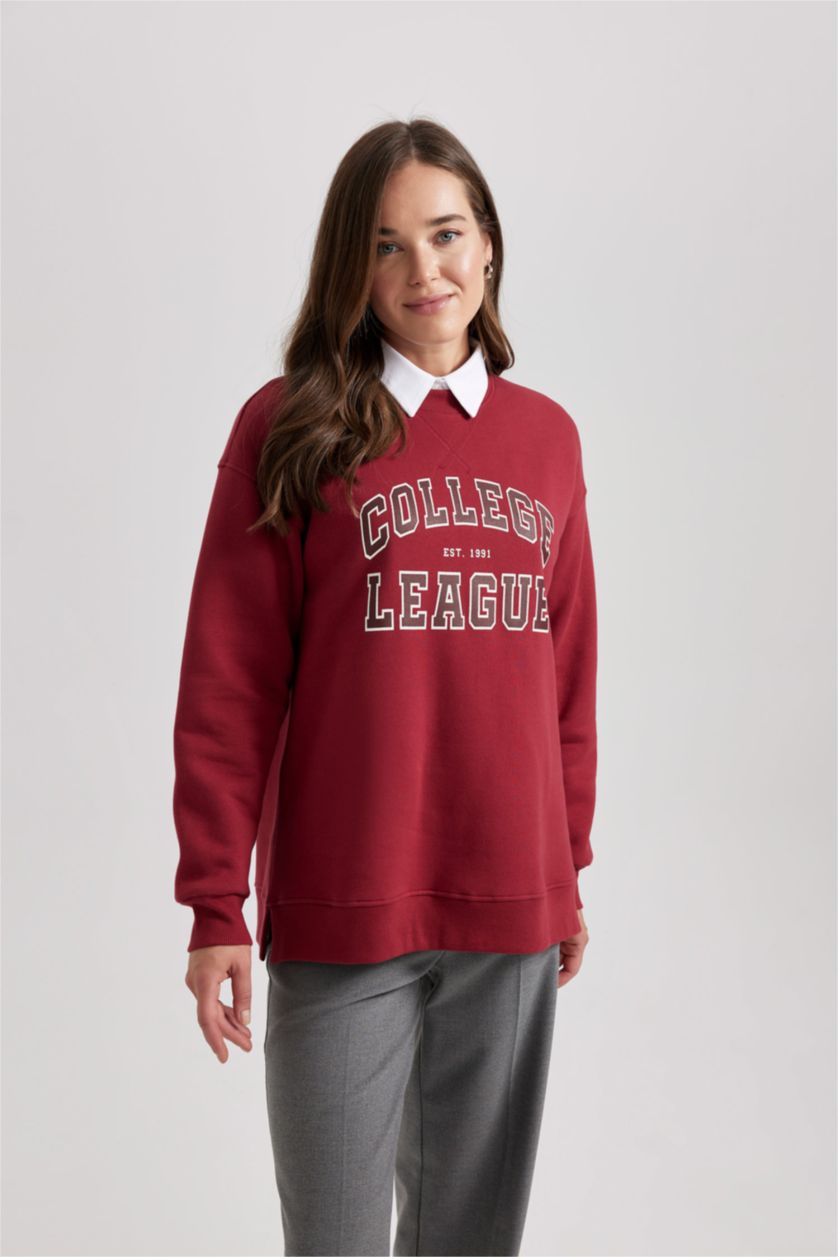 FEMME Bordeaux Sweat-Shirt à Capuche Épais Imprimé