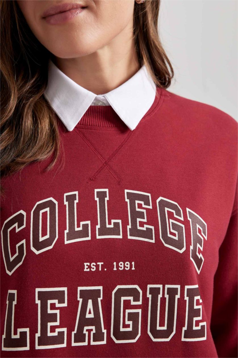 FEMME Bordeaux Sweat-Shirt à Capuche Épais Imprimé