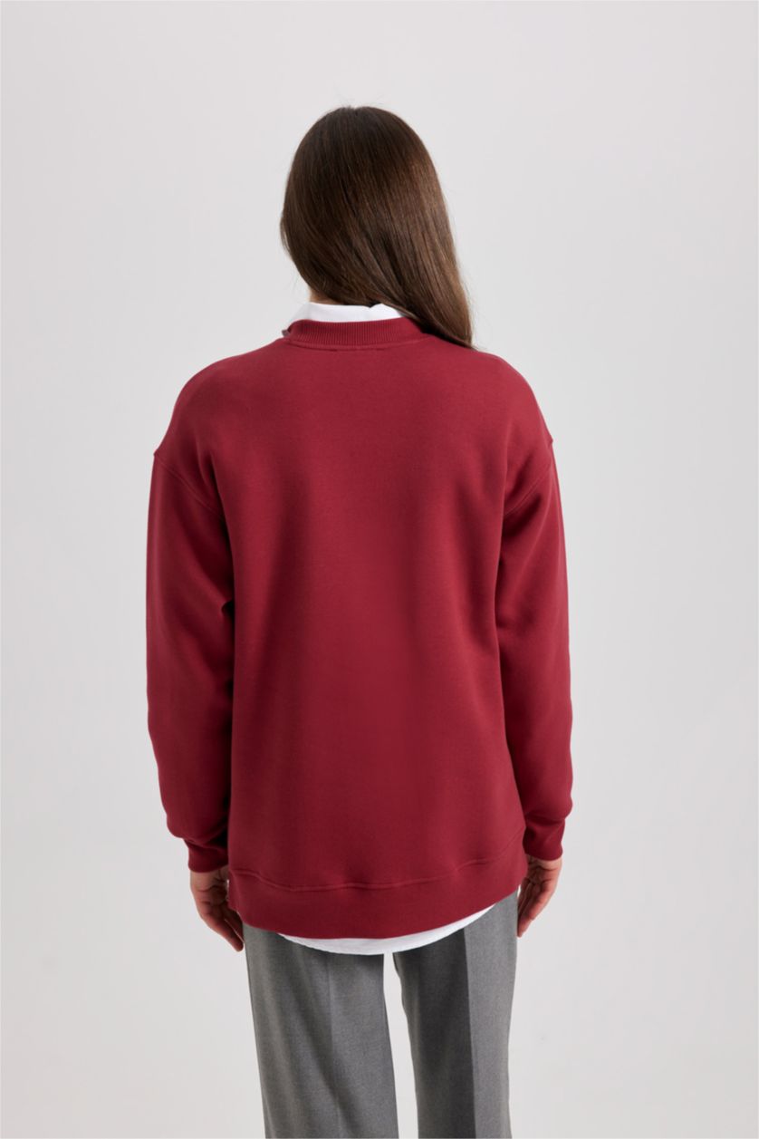 FEMME Bordeaux Sweat-Shirt à Capuche Épais Imprimé