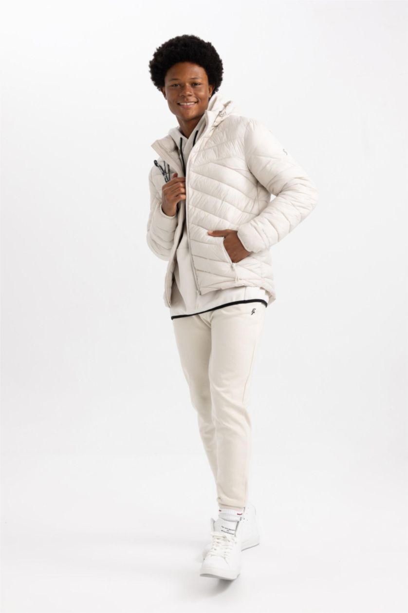 رجالي اللون الحجري بنطلون جوجر سليم فيت بأستك من تحت من DeFactoFit