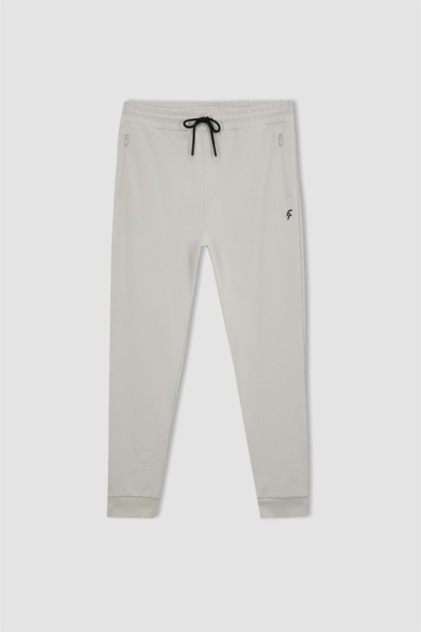 رجالي اللون الحجري بنطلون جوجر سليم فيت بأستك من تحت من DeFactoFit