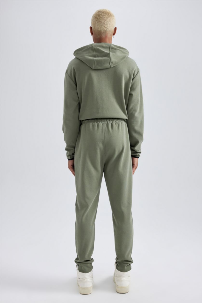 رجالي كاكي فاتح بنطلون جوجر سليم فيت بساق مطاطي من DeFactoFit