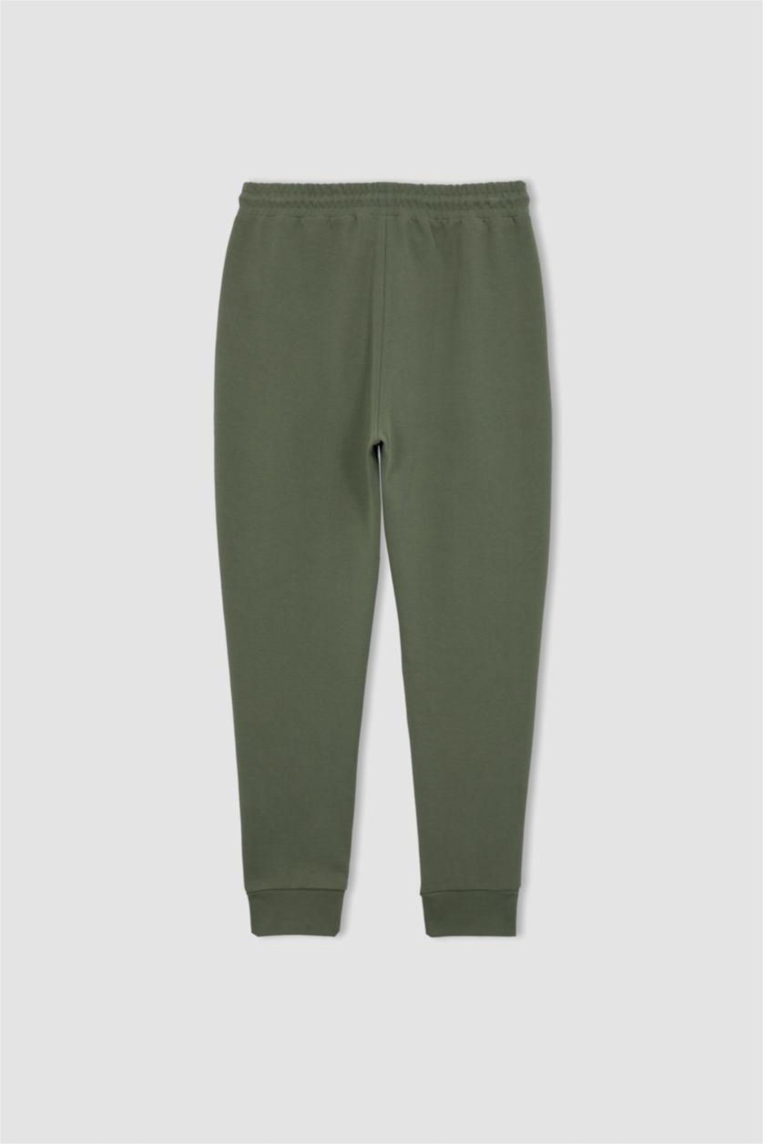 رجالي كاكي فاتح بنطلون جوجر سليم فيت بساق مطاطي من DeFactoFit