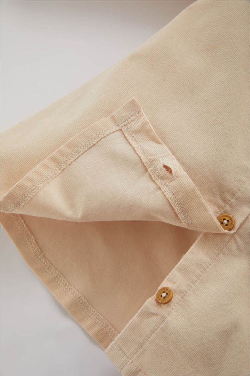 طفلة صغيرة اللون الرملي فستان قصير مخمل بناتي قصة عادية ردن طويل