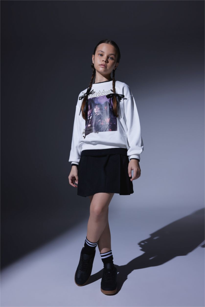 Девочки и подростки Бежевый Свитшот оверсайз Wednesday для девочек